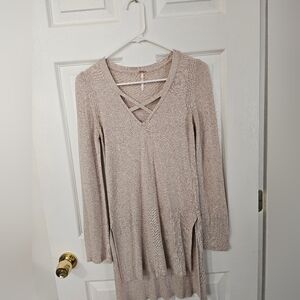 Free People cross over beige tunic